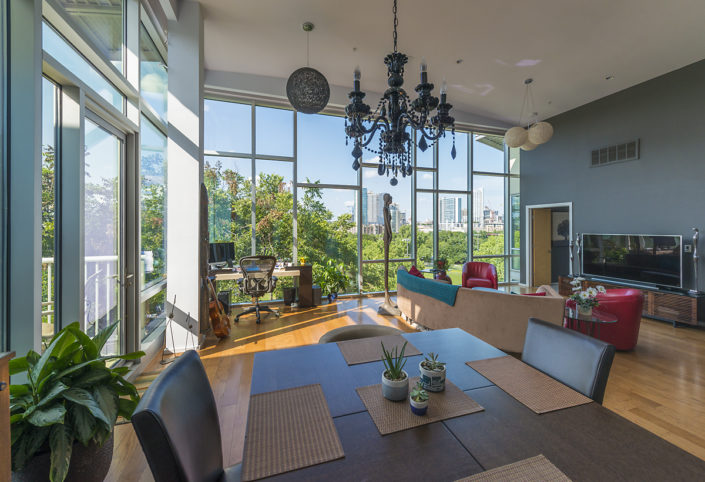 Apartment LIfe photography in Austin Texas, Condo interior photography, City View photography