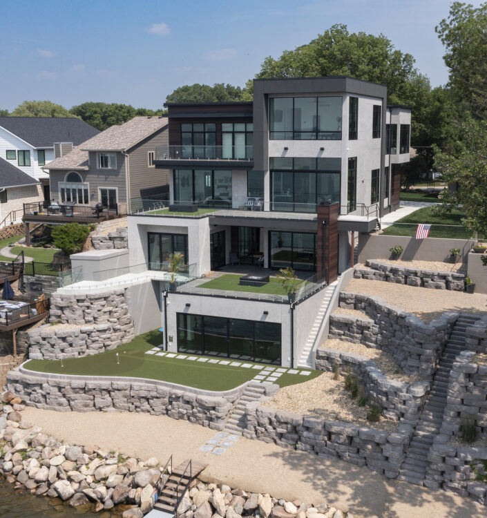drone photo, house photo, siding photo, stucco finish, stucco coating, stucco photo, lake home, shore line, lake house, million dollar home,