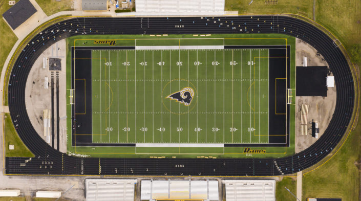 Drone sports complex football field photo