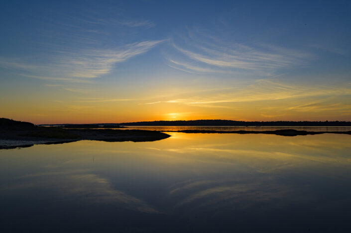 Sunset on Lake, Calm Water, mirror lake