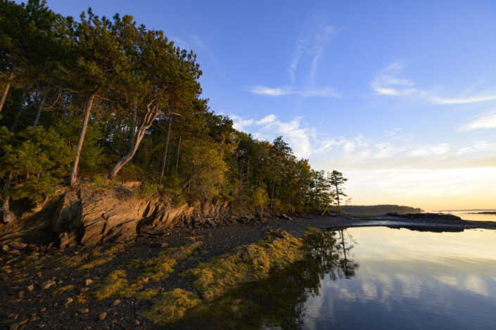 Rocky Shoreline, Lake, Calm, Sunset