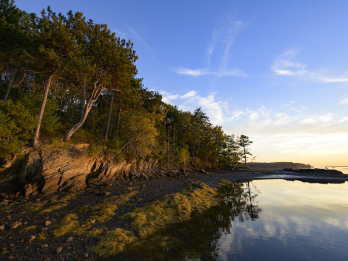 Rocky Shoreline, Lake, Calm, Sunset