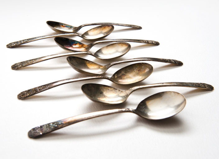 Tarnished soup spoons