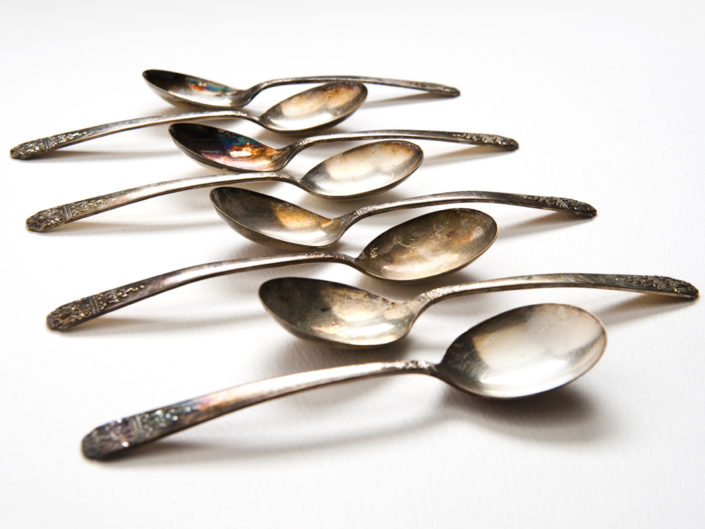 Tarnished soup spoons