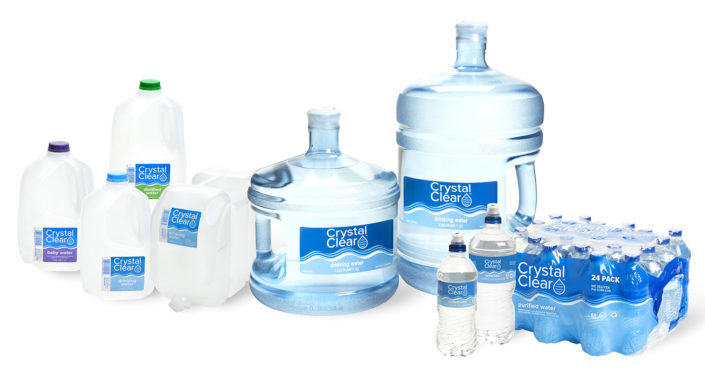 Water bottles, purified water, large group product photo