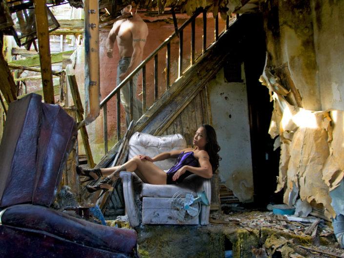Models in Wrecked Home
