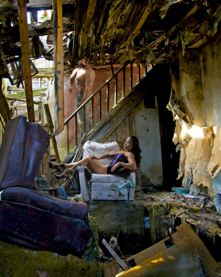 Models in Wrecked Home