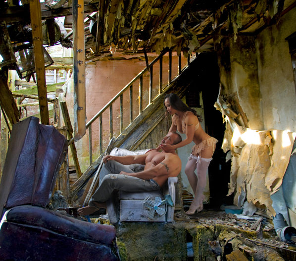 Models in Wrecked Home